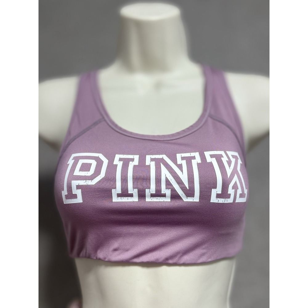 XS PINK VICTORIA'S SECRET Ultimate Lightly Lined Sports Bra Mauve Gym Logo